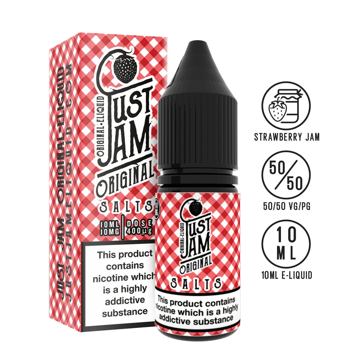 just jam original strawberry jam nicotine salt 10ml 10mg 20mg available at www.justjameliquid.co.uk