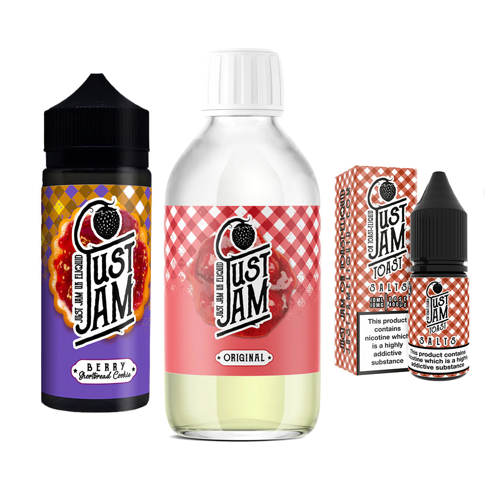 The Original Lineup Of Just Jam, 10mls, 100mls, 200mls And Concentrates Available. The ORIGINAL And STILL The Best!