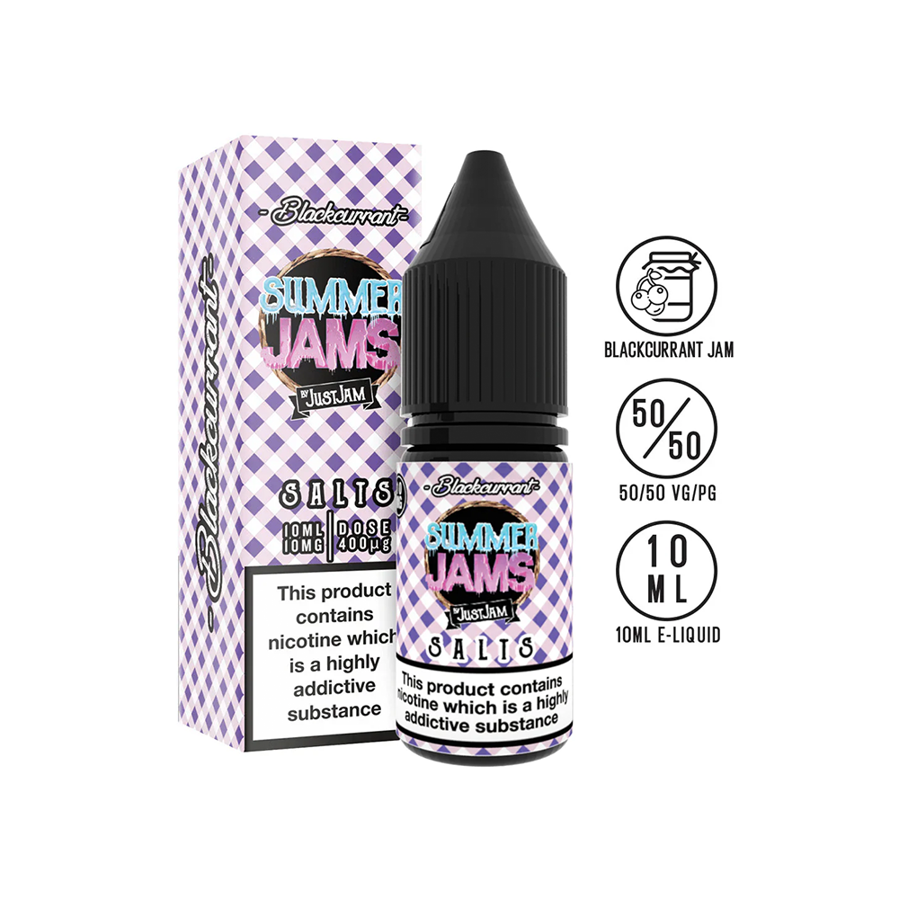 blackcurrant summer jam just jam nicotine salt 10mg 20mg available at www.justjameliquid.co.uk