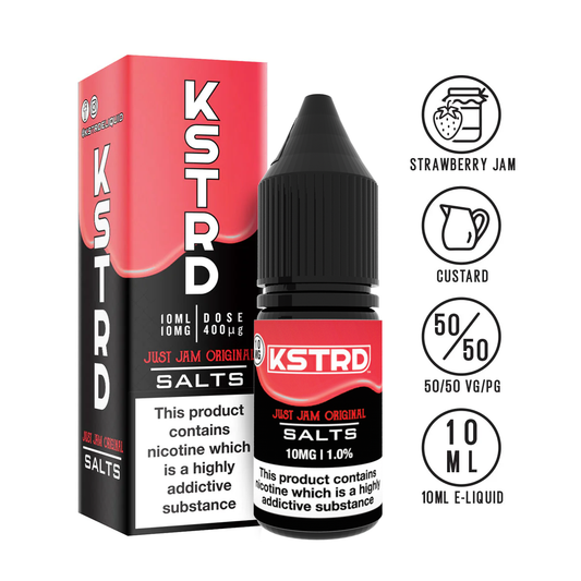 Just Jam KSTRD Strawberry 10ml Nicotine Salt available from www.justjameliquid.co.uk