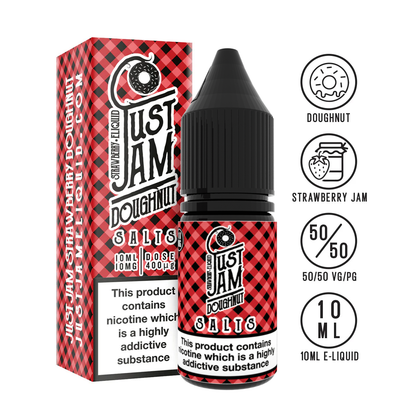Just jam strawberry doughnut 10ml nicotine salt 10mg 20mg available at www.justjameliquid.co.uk