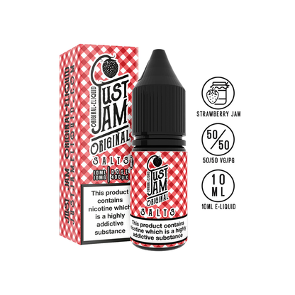 just jam original strawberry jam nicotine salt 10mg 20mg available at www.justjameliquid.co.uk