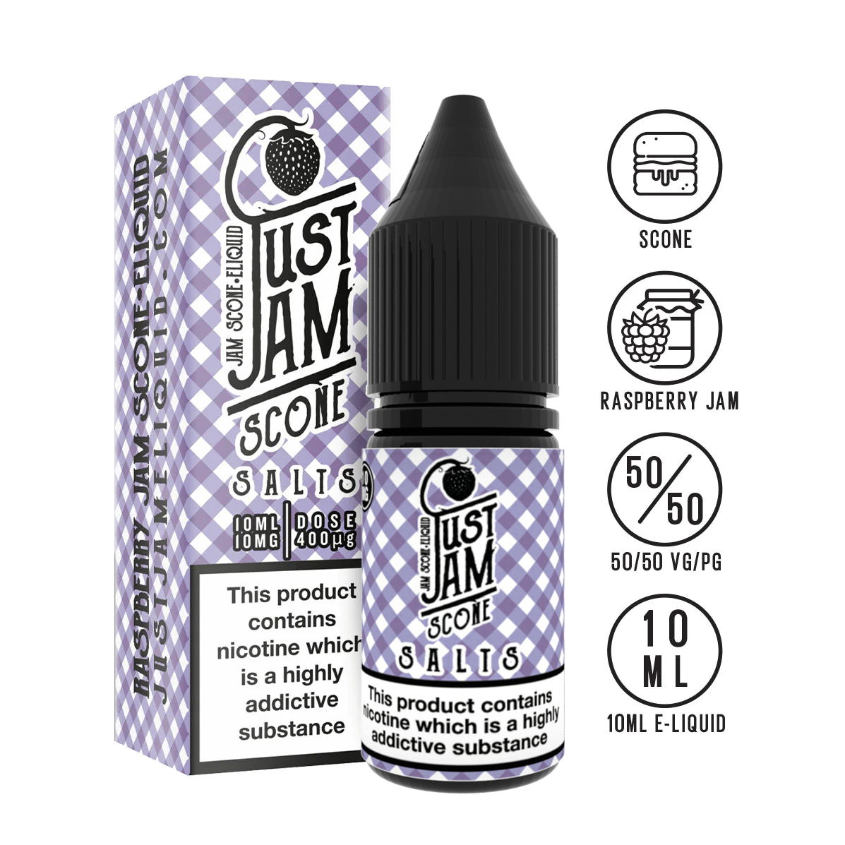 Just jam raspberry scone nicotine salt 10ml 10mg 20mg available at www.justjameliquid.co.uk