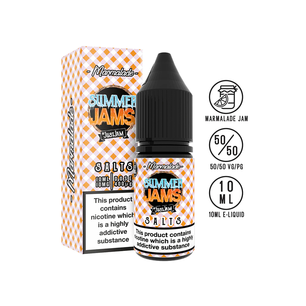 Marmalade Summer Jam just jam nic salt 10mg 20mg available from www.justjameliquid.co.uk