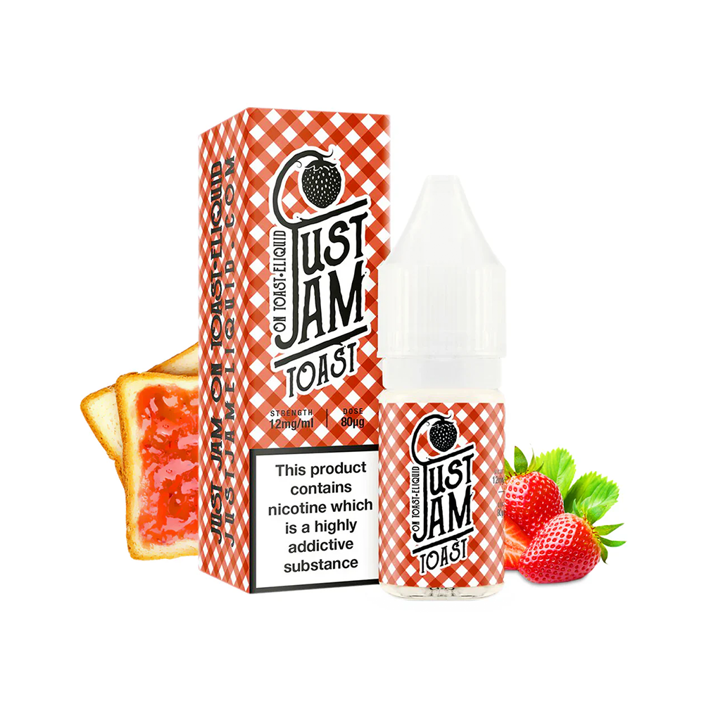 Strawberry jam on toast freebase 10ml just jam 0mg 3mg 6mg 12mg 18mg available at www.justjameliquid.co.uk