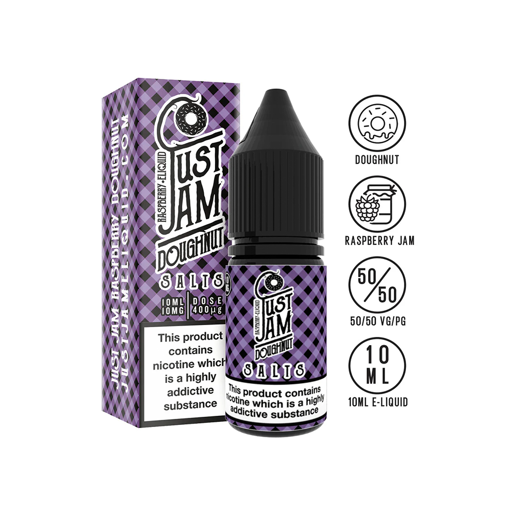 Raspberry Jam doughnut just jam nicotine salt 10ml 10mg 20mg available at www.justjameliquid.co.uk